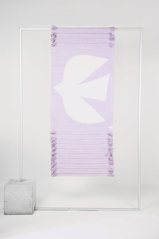 Tapis de yoga antidérapant Mahola, fait main, violet et blanc