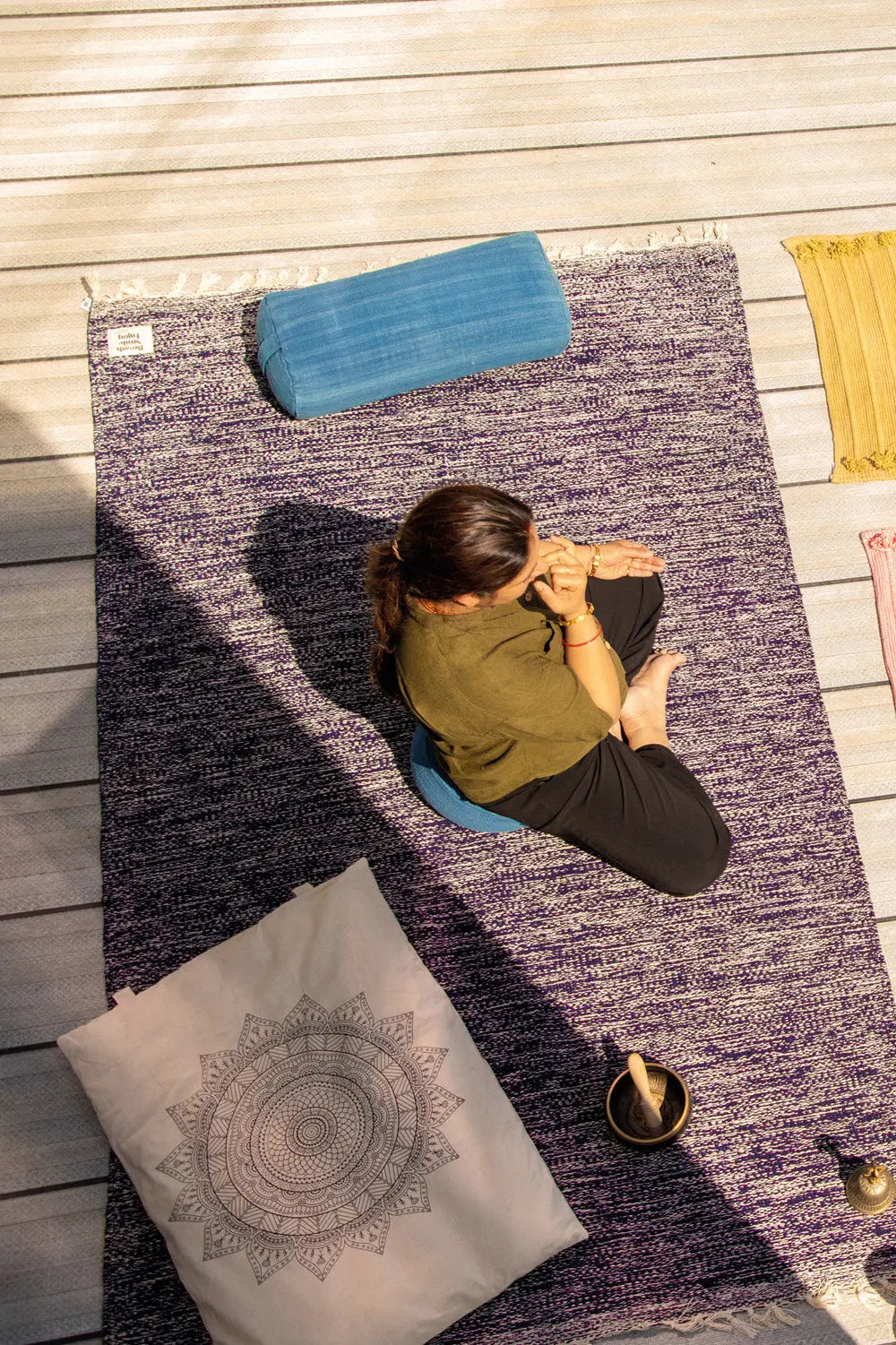 Tapis de yoga XL Mahola en coton recyclé, extra large et confortable