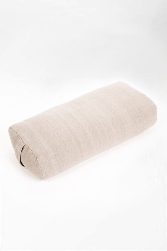 photo d'un bolster rectangulaire Mahola en coton bio marron, soutien confortable et écologique